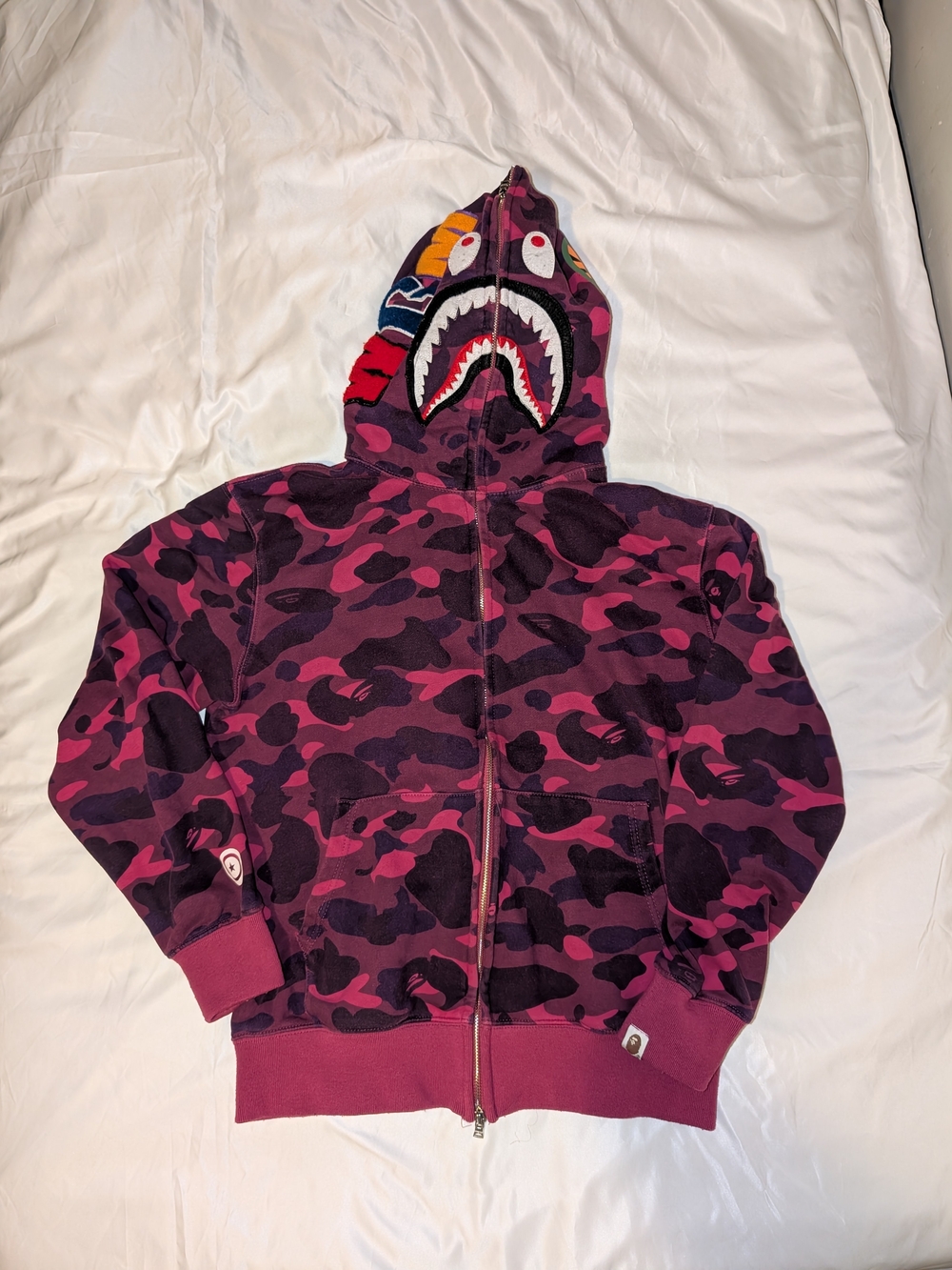 A Bathing Ape BAPE Purple Color Camo Full Zip Shark Hoodie Size XL
